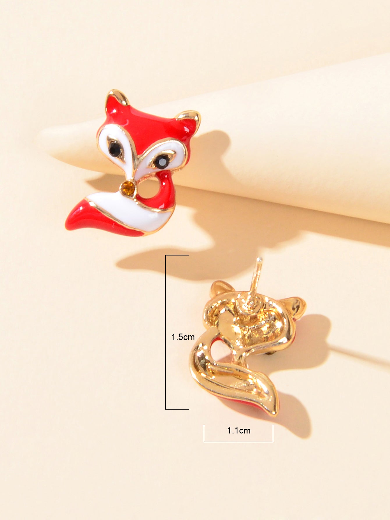 Cute White Red Enamel Fox Stud Earrings Animal Birthday Jewellery Gift