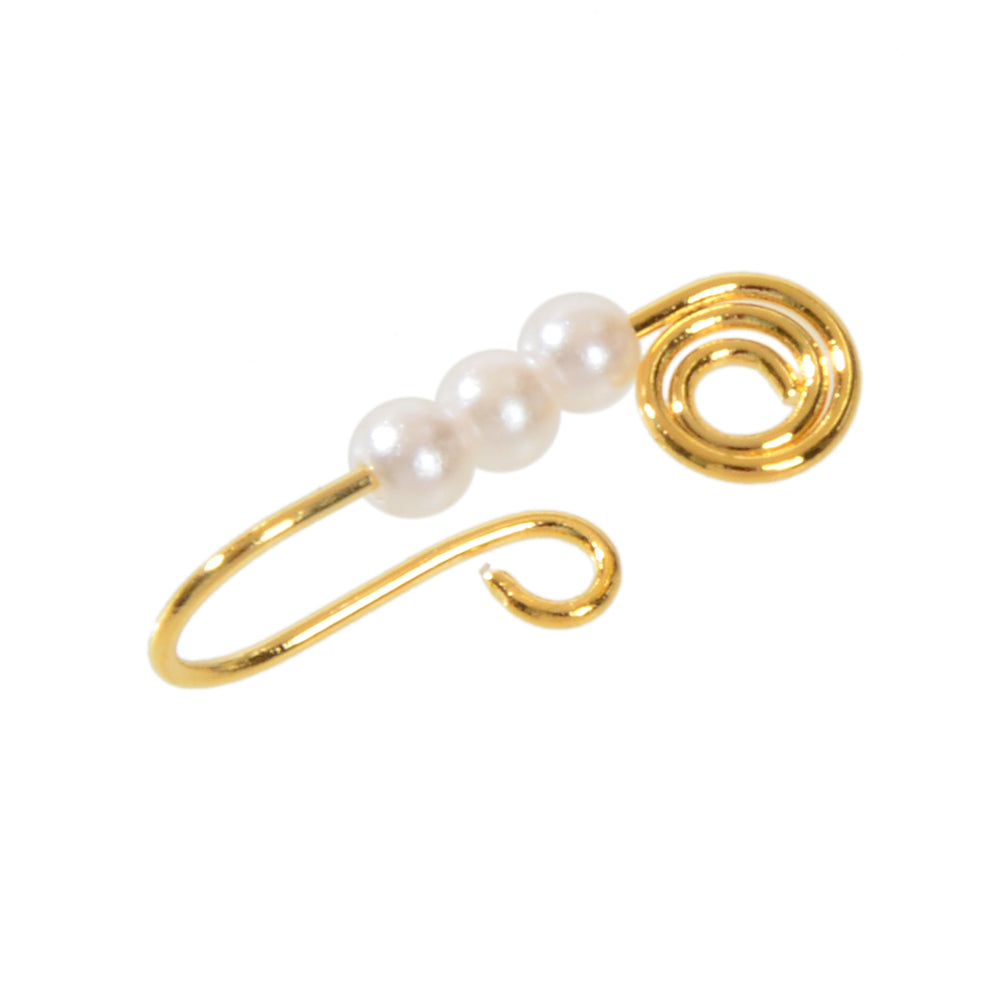 1pc Geometric Circle Pearl Fake Nose Ring Lip Nose Body Piercing Stud