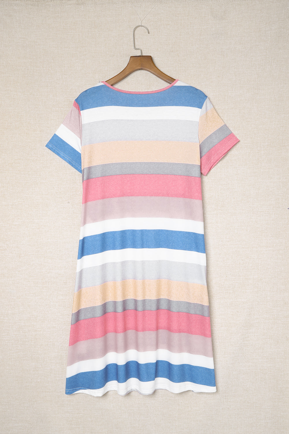 Multicolor Striped Pocket T Shirt Dress