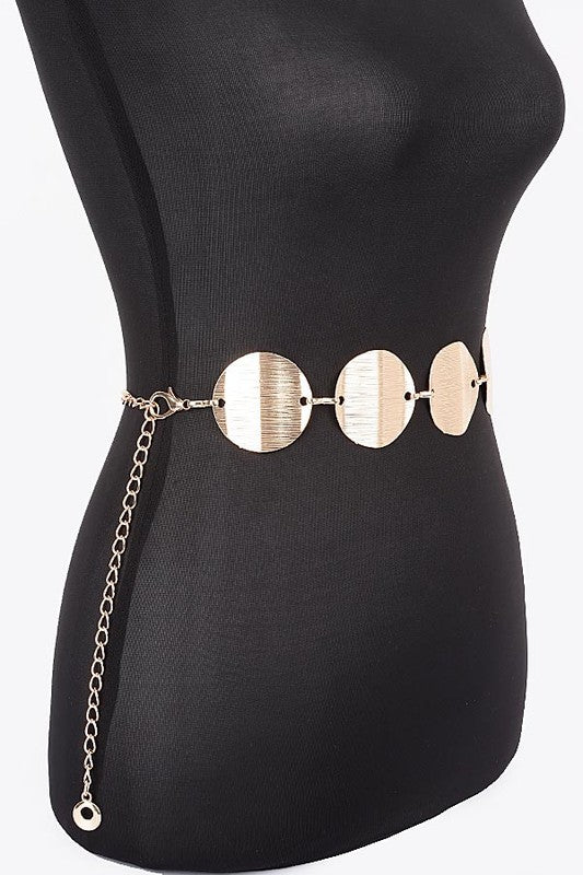 Satin Textured Disk Chain Belt