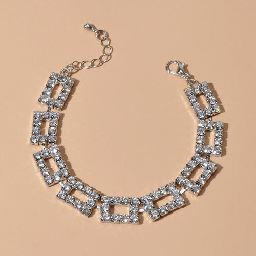 Textured Full Simulated Cubic Zirconia Silver Chain Collection Tennis