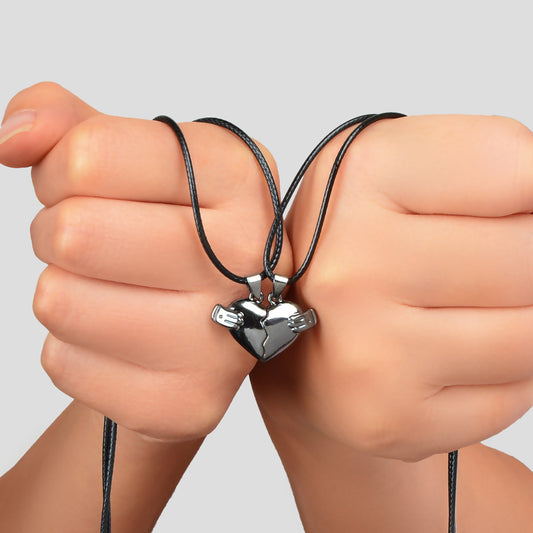 Couples Friendship Jewellery Set Pu Leather Black Magnetic Lovers