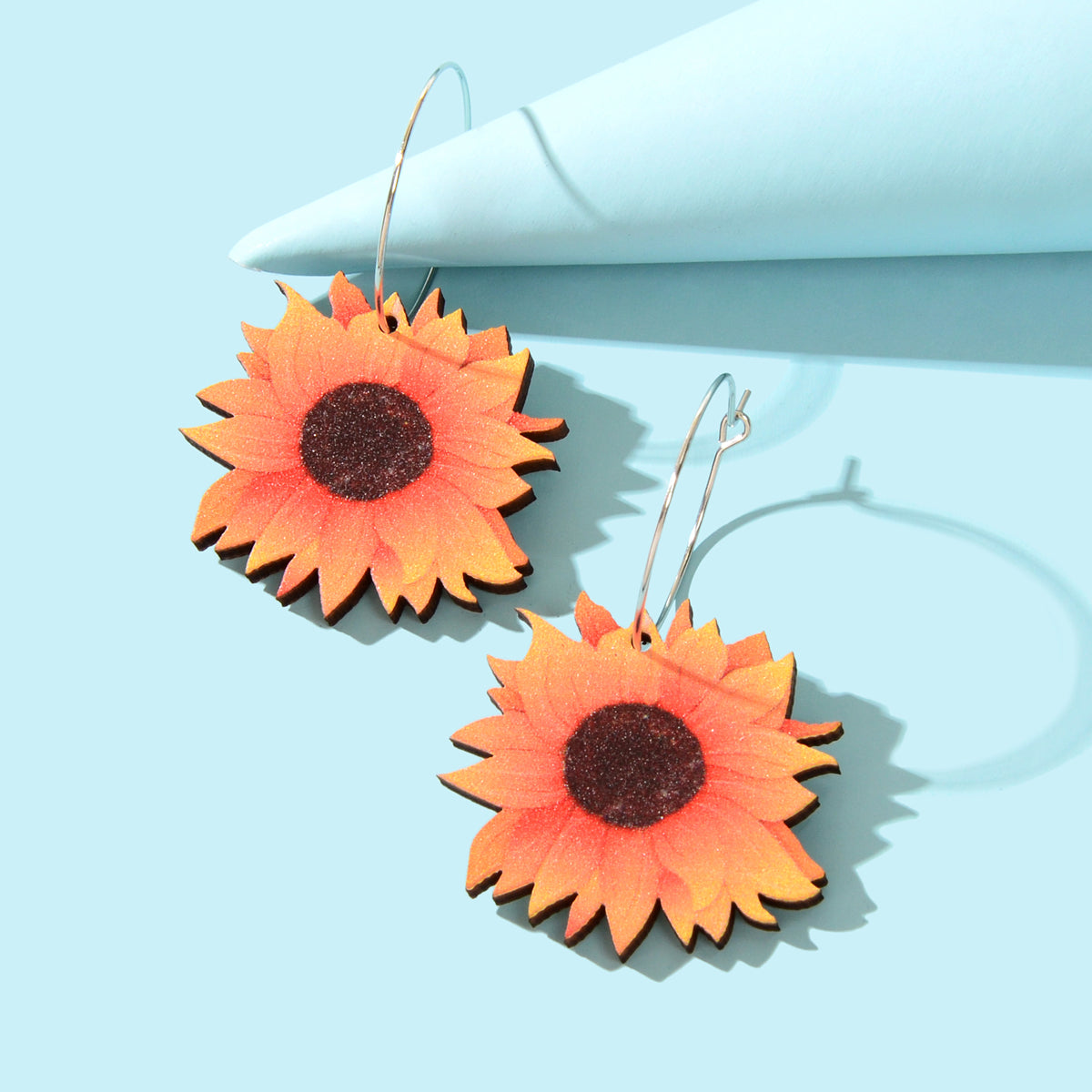 Colourful Sunflower Earrings Bohemian Summer Trendy Wooden Daisy