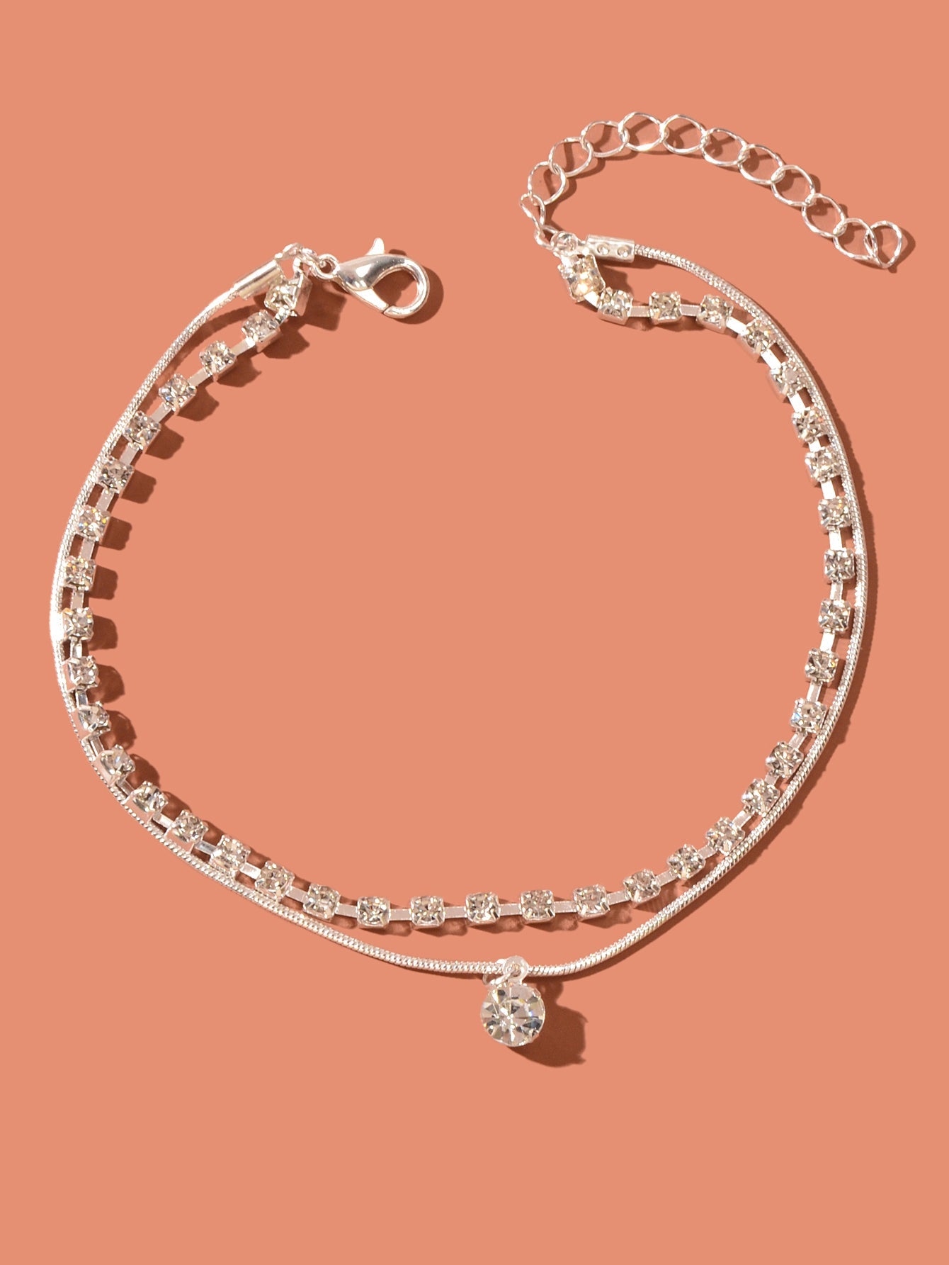 Double layer Rhinestone Gold Silver Chain Foot Jewellery Beach