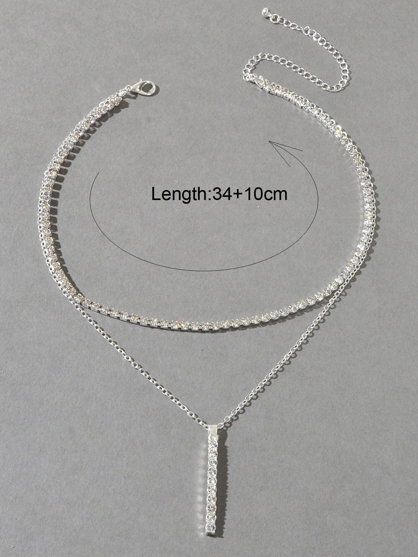 Trendy Shining Full Rhinestone Gold Silver Double layer Chain Bar