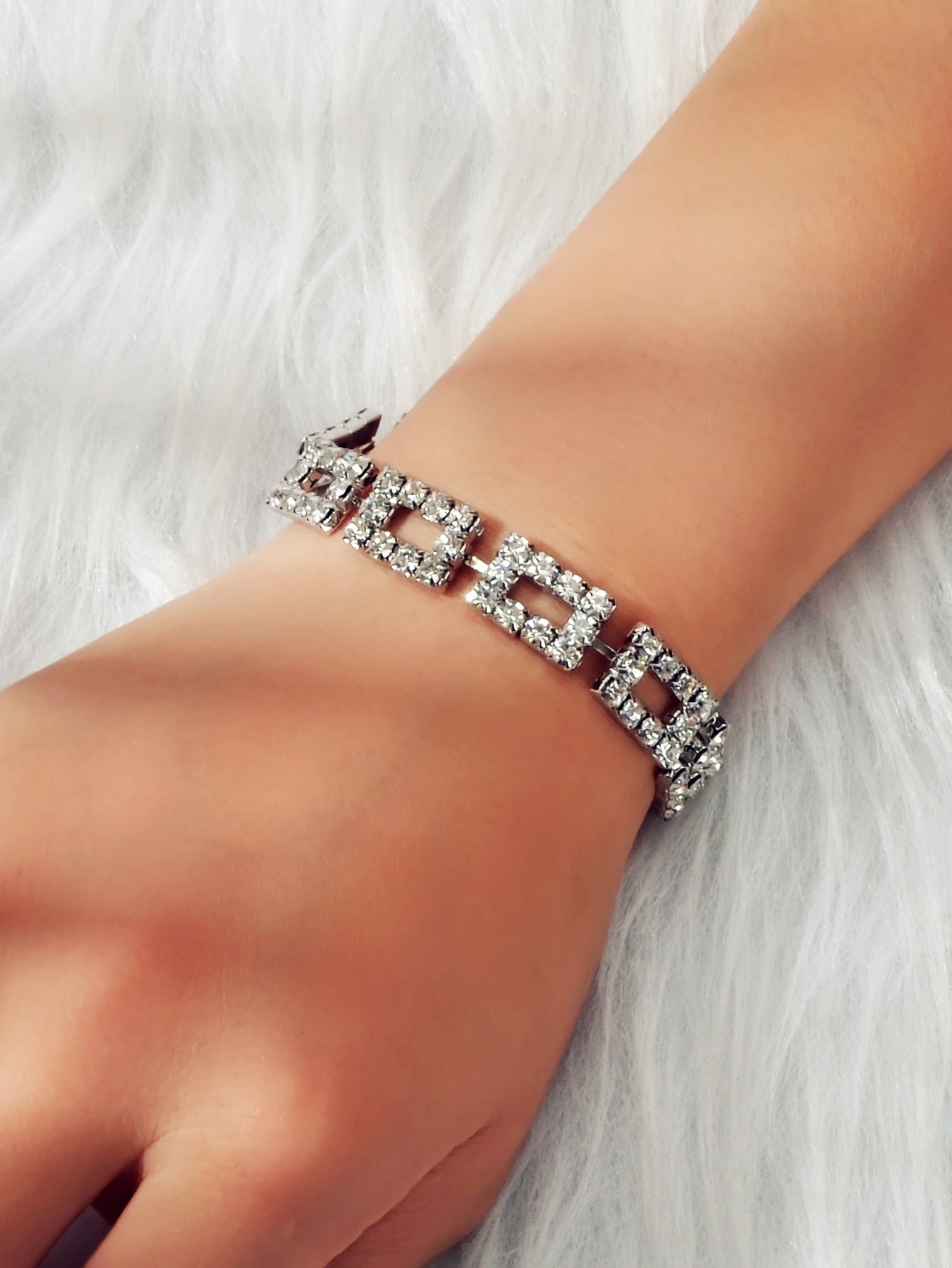 Textured Full Simulated Cubic Zirconia Silver Chain Collection Tennis