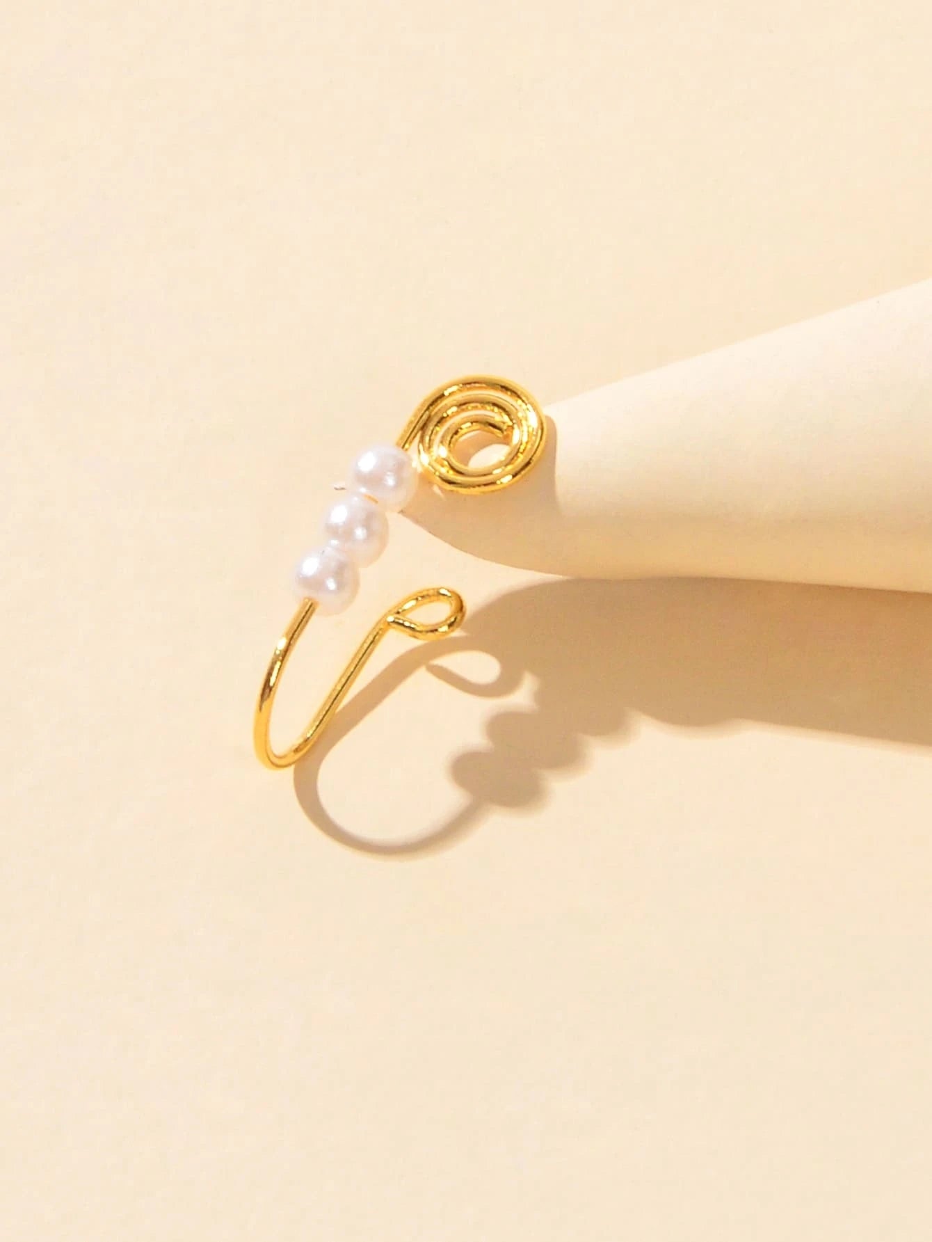 1pc Geometric Circle Pearl Fake Nose Ring Lip Nose Body Piercing Stud