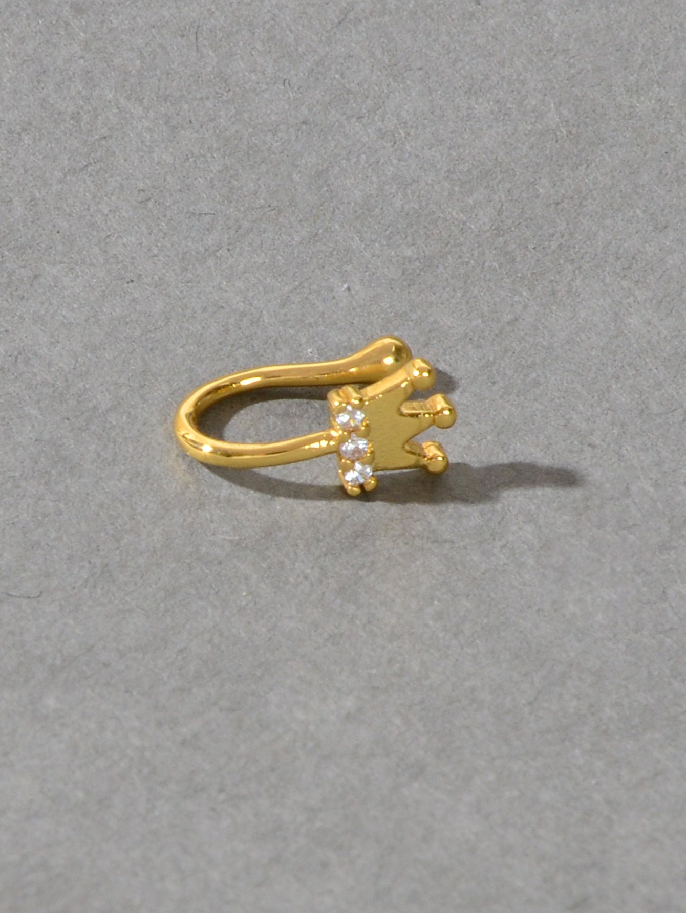 1 pc Faux Lip Ear Nose Rhinestone Crown Non Piercing Clip On Nose Hoop