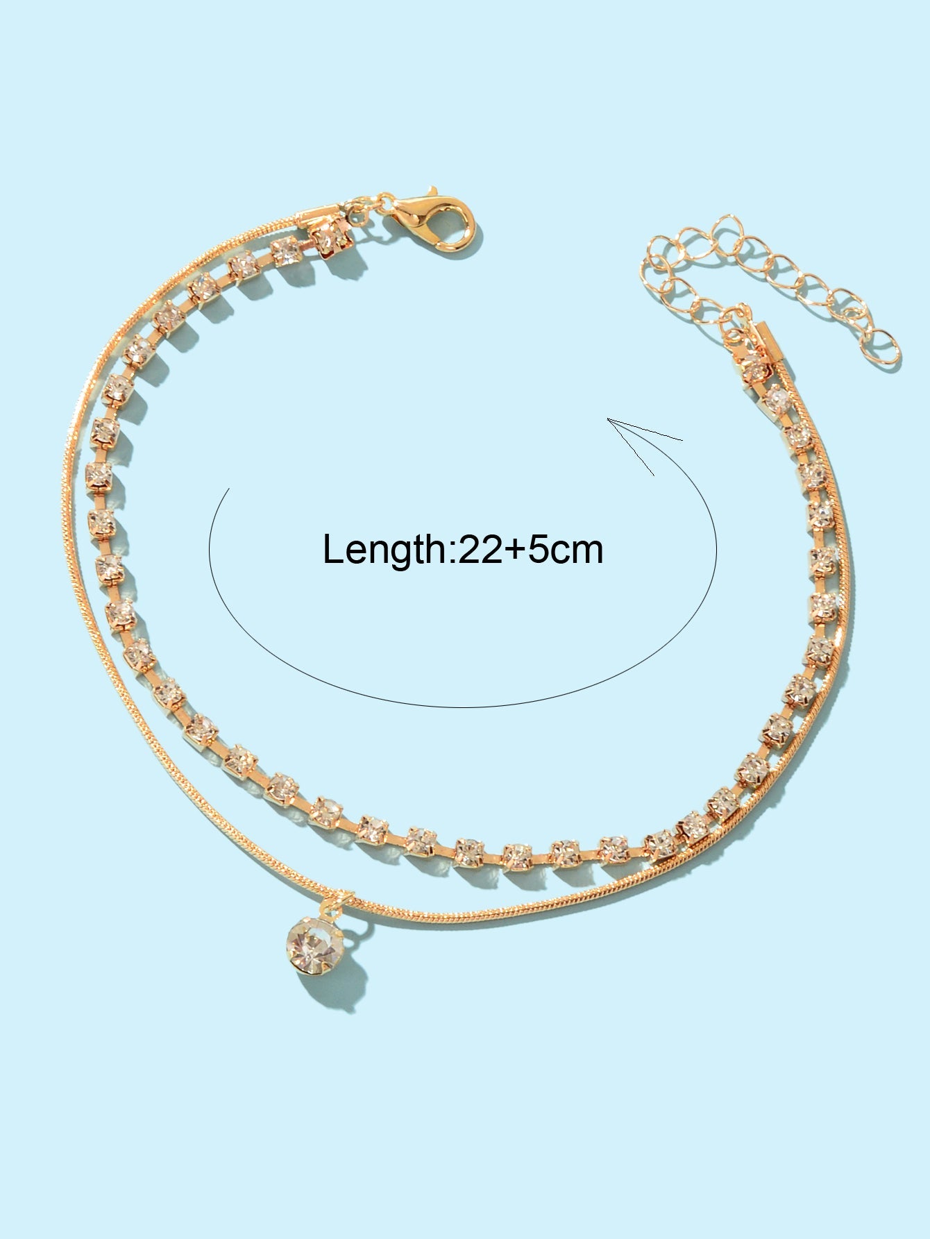 Double layer Rhinestone Gold Silver Chain Foot Jewellery Beach