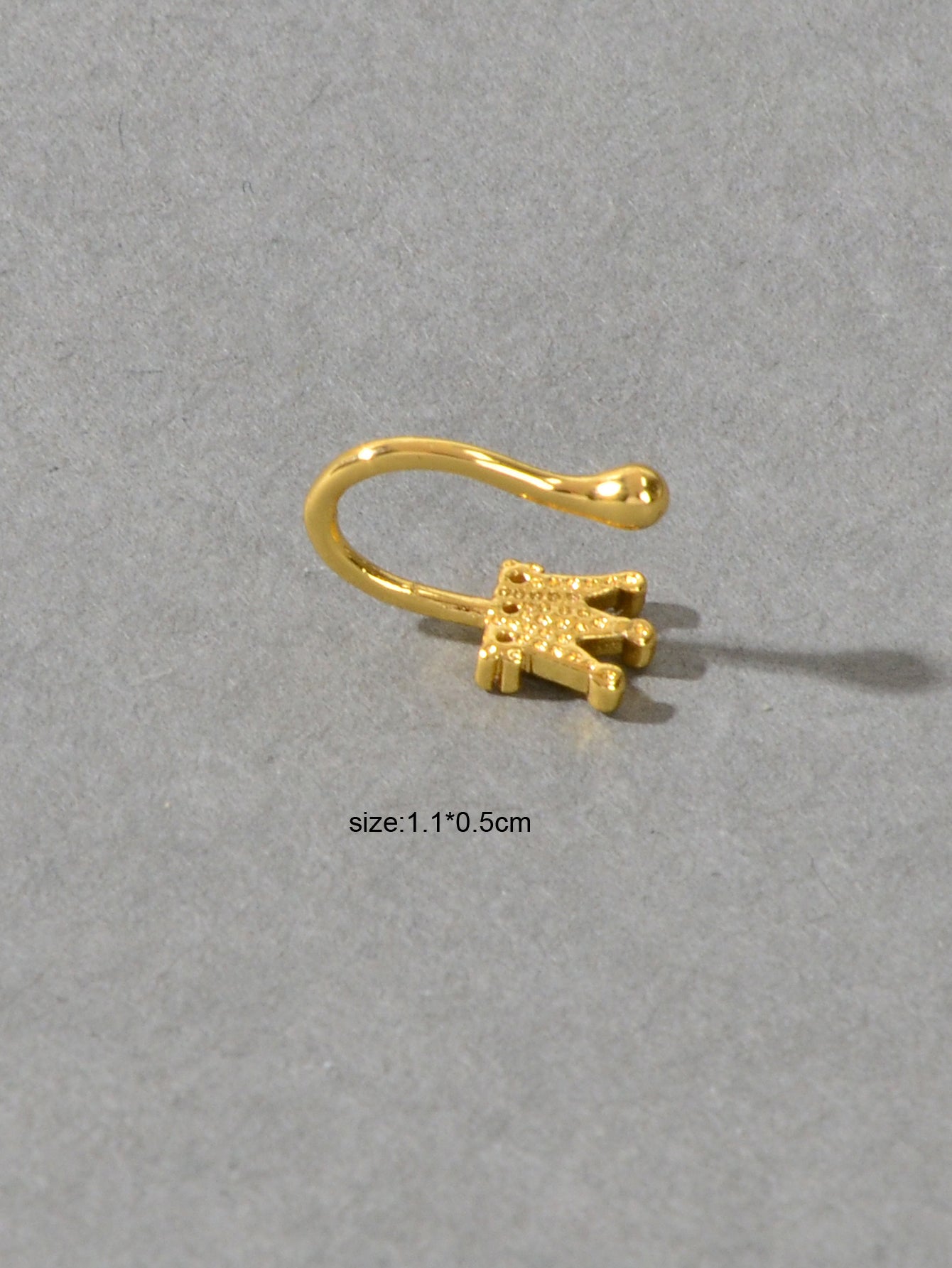 1 pc Faux Lip Ear Nose Rhinestone Crown Non Piercing Clip On Nose Hoop