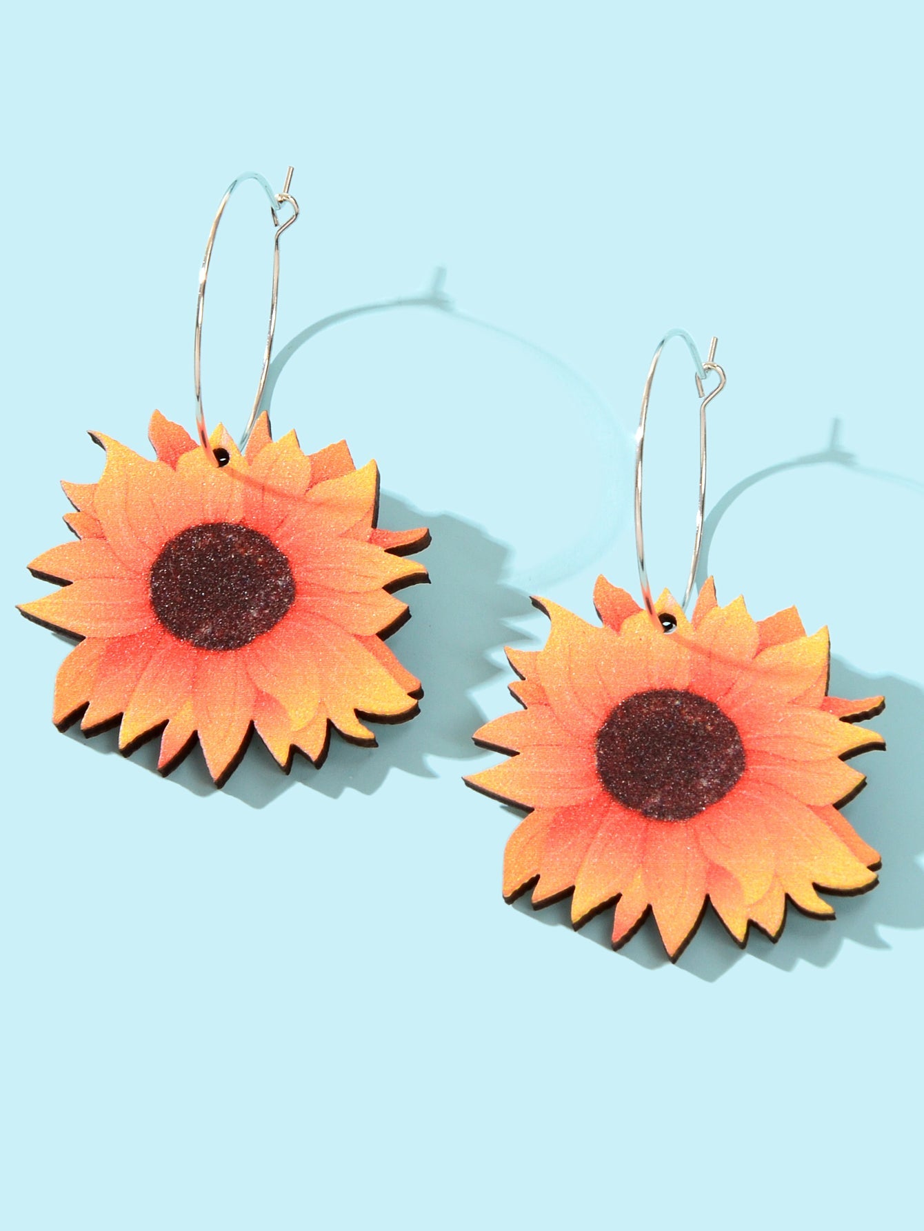 Colourful Sunflower Earrings Bohemian Summer Trendy Wooden Daisy
