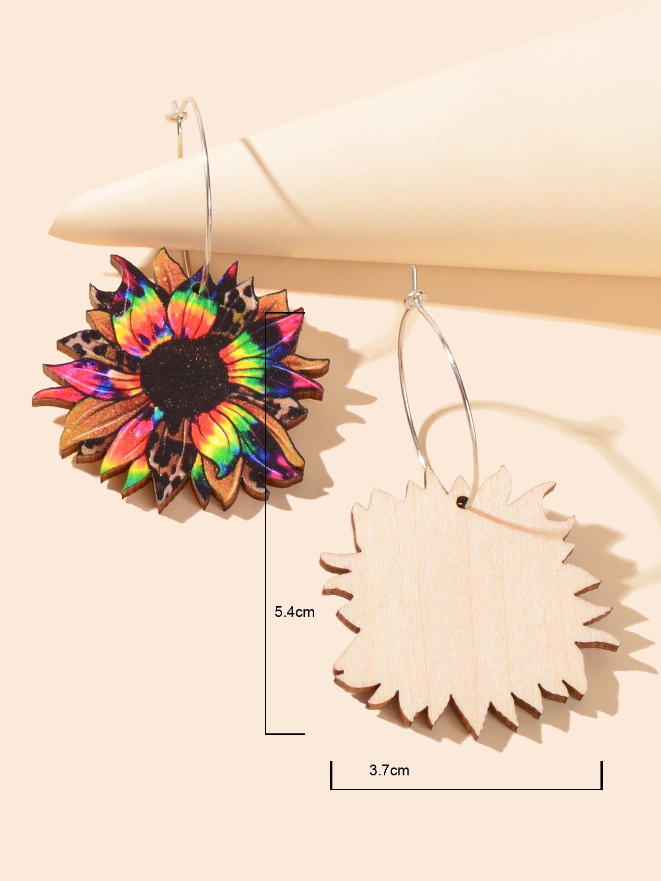 Colourful Sunflower Earrings Bohemian Summer Trendy Wooden Daisy