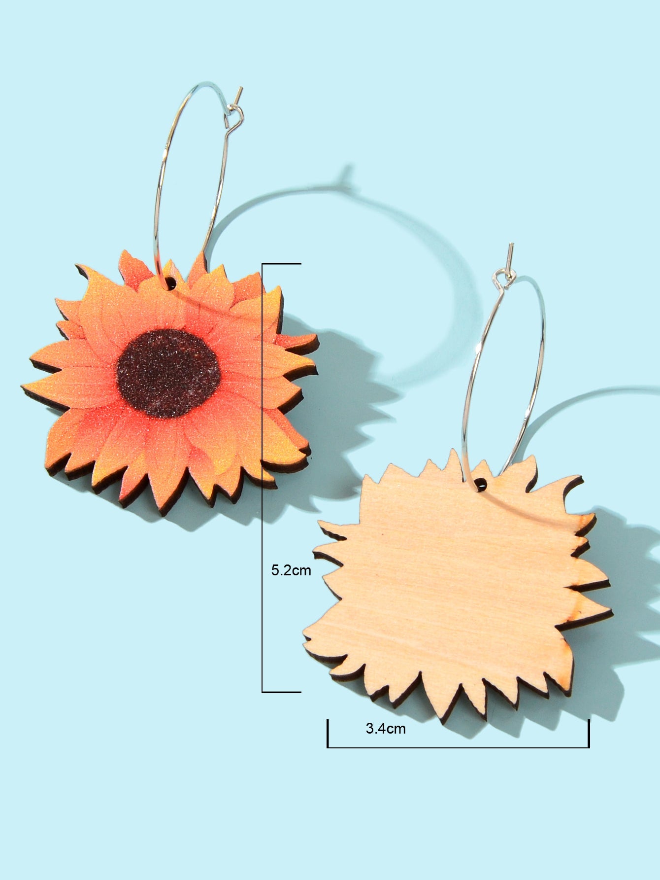 Colourful Sunflower Earrings Bohemian Summer Trendy Wooden Daisy