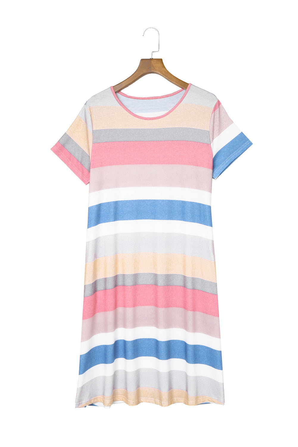 Multicolor Striped Pocket T Shirt Dress