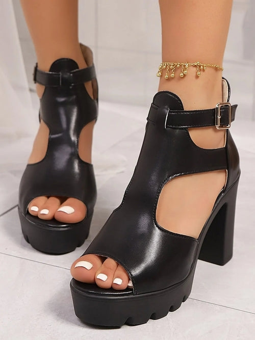 Cutout Block : Heels Sandals