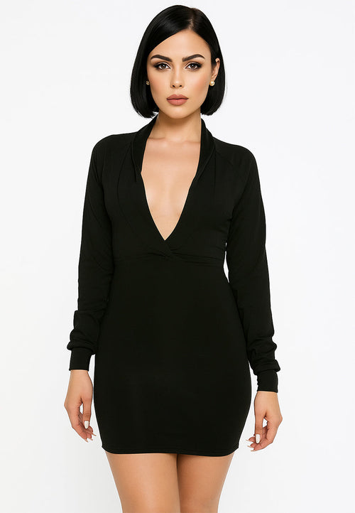 Cut Out Black Tux Mini Dress