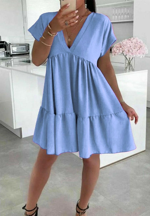Ladies Italian V Neck Smock Dress