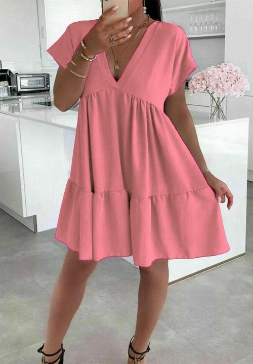 Ladies Italian V Neck Smock Dress