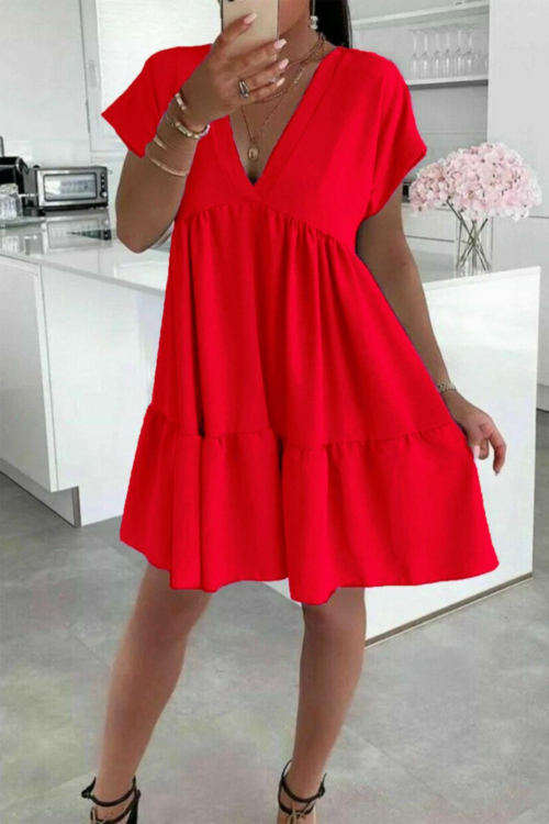 Ladies Italian V Neck Smock Dress