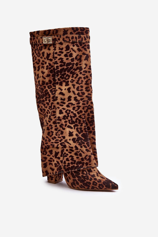 Leopard Step In Fashion Heel Boots - Trendy Footwear
