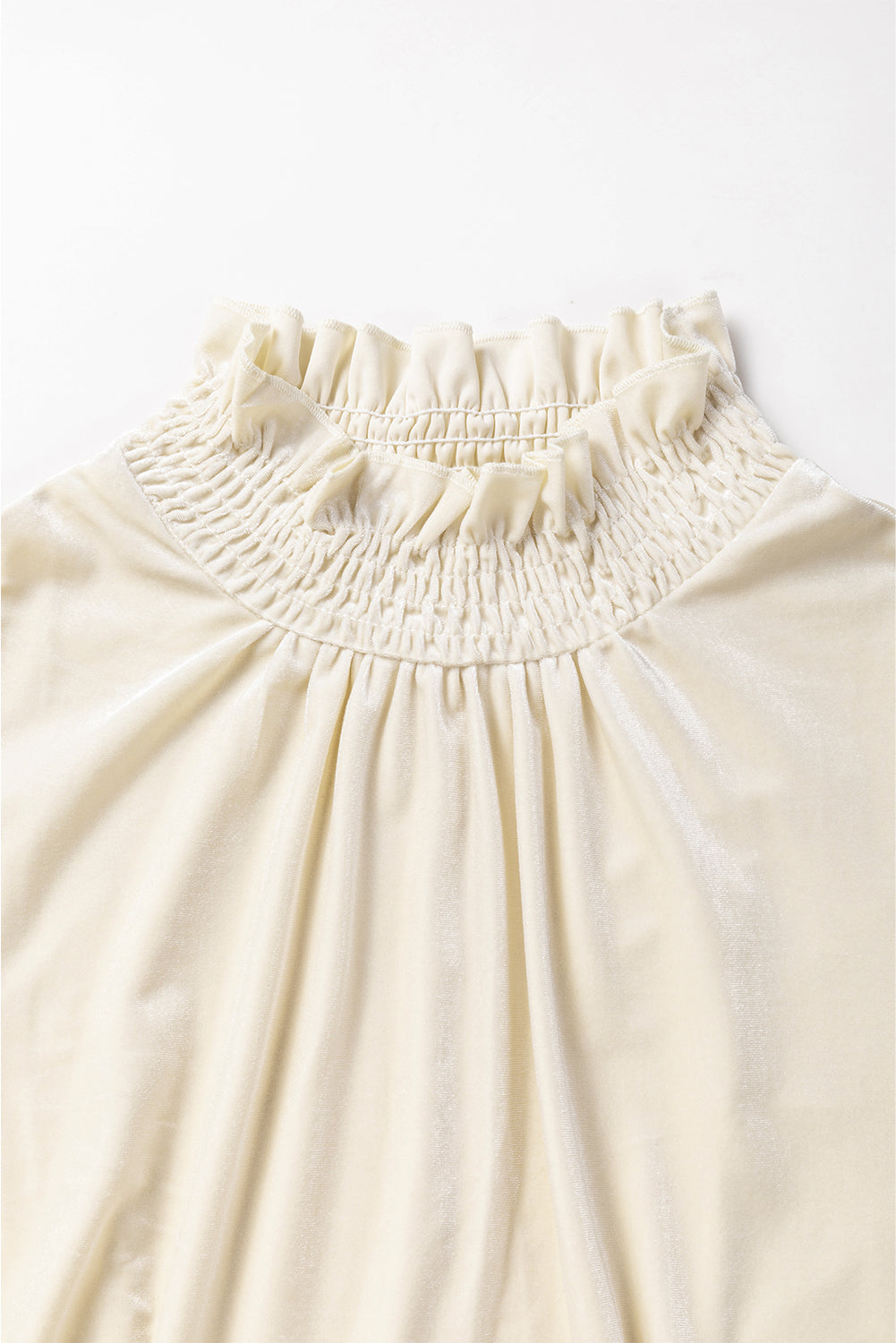 Apricot Shirred Collar Bubble Sleeve Mini Dress