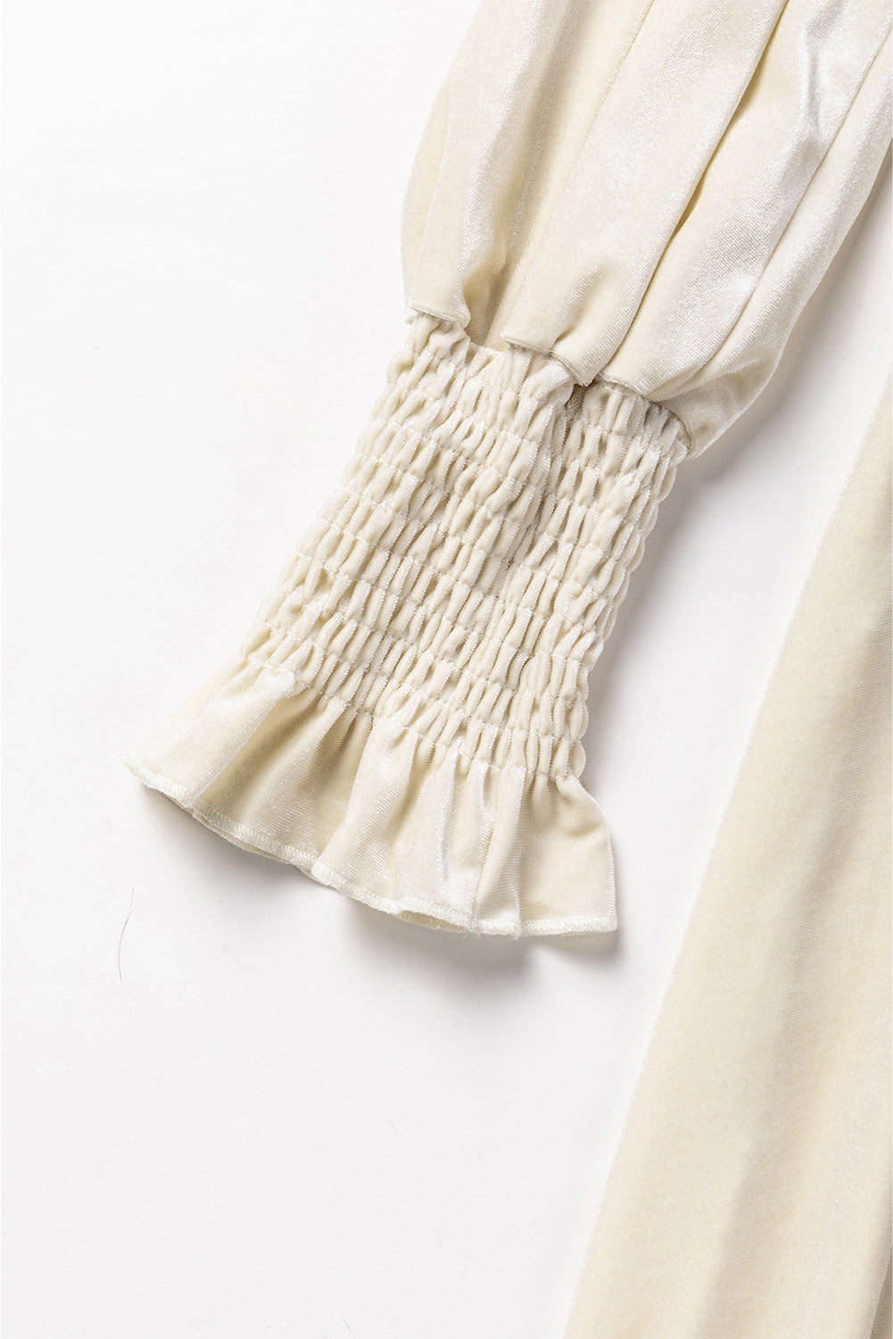 Apricot Shirred Collar Bubble Sleeve Mini Dress